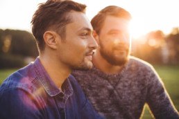 A gay couple enjoying some sunshine.