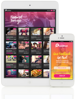 The SureShot App displayed on a smartphone and tablet.